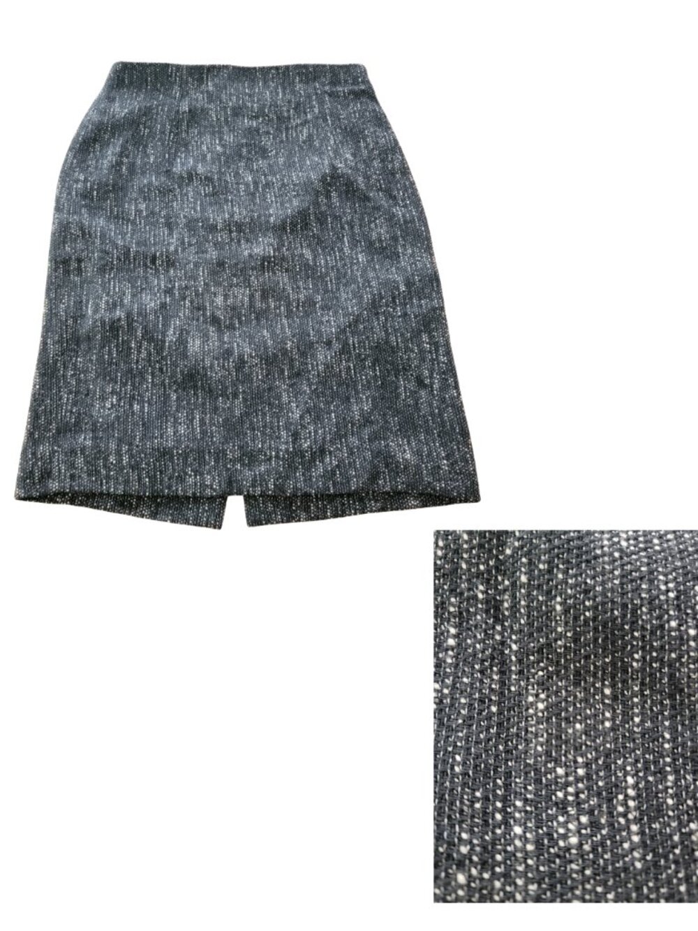 Talbots tweed pencil skirt black/white texture  rear vent.